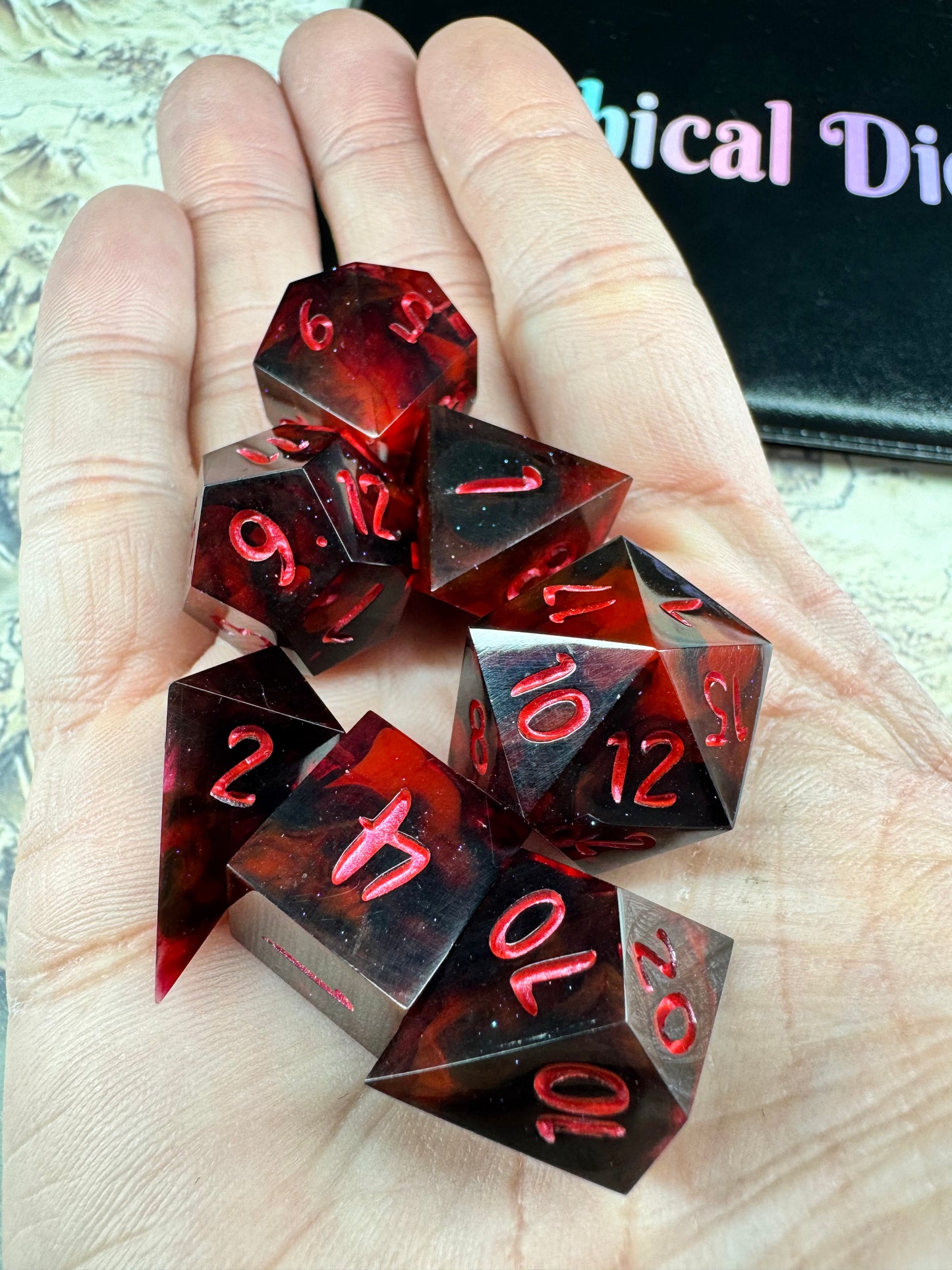 Black Rose - Standard Set - Fine Art Dice