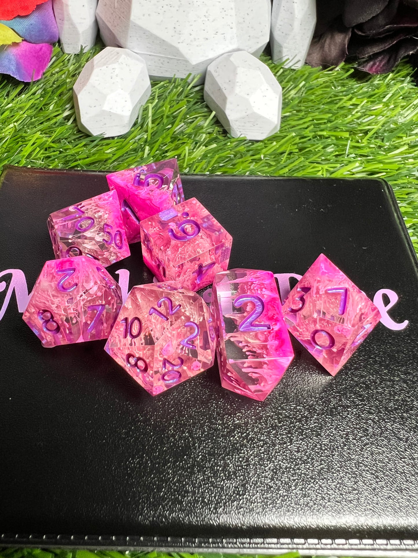 Spores of Aphrodite - Crystal D4 - 7 Set Dice - Fine Art Dice