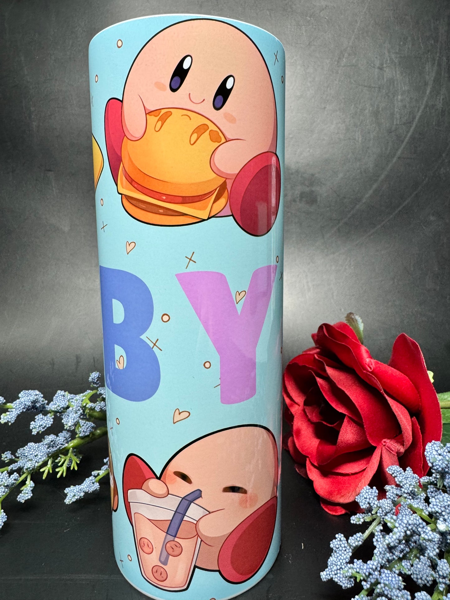 Kirby Mashup - 20oz Skinny Stainless Steel Tumbler - Double Wall - Sublimated