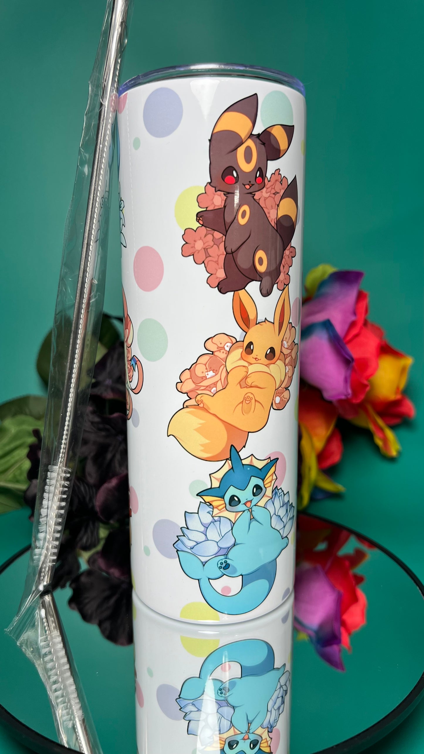Flower Eeveelutions - 20oz Skinny Stainless Steel Tumbler - Double Wall - Sublimated