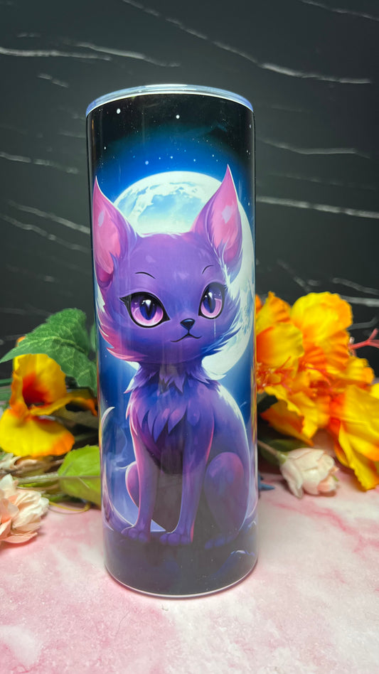 Astral Cat - 20oz Skinny Stainless Steel Tumbler - Double Wall - Sublimated