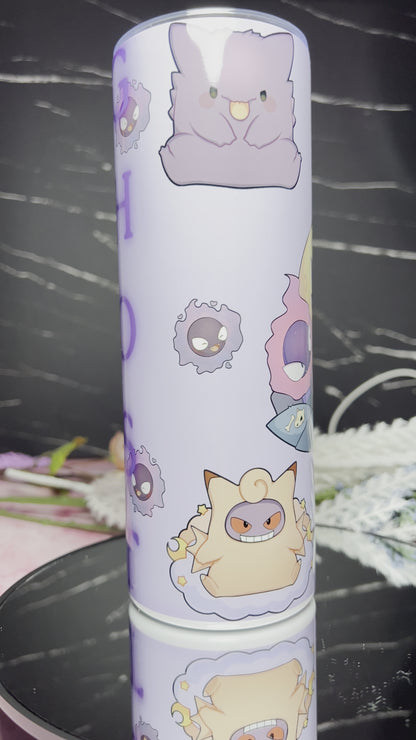 Ghost Pokemon - 20oz Skinny Stainless Steel Tumbler - Double Wall - Sublimated
