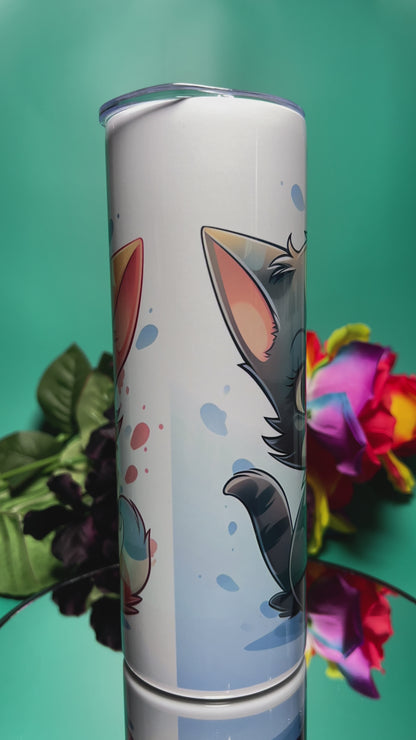 Bonded Pair - Paint Cats - 20oz Skinny Stainless Steel Tumbler - Double Wall - Sublimated