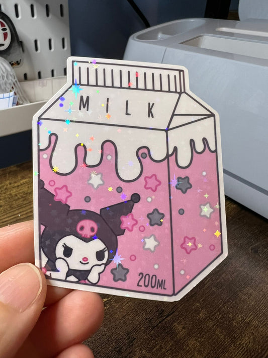Kuromi Milk Carton Sticker - Die Cut