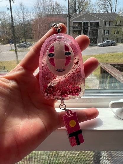 Pretty Face Shaker Keychain/Badge Reel - Hand Painted Resin No-Face