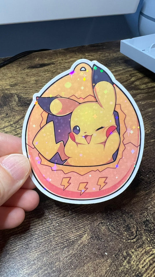 Pikachu Tamagotchi Sticker - Die Cut