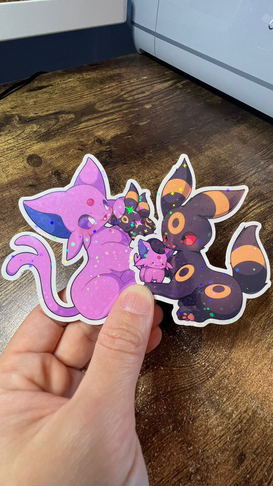 Umbreon and Espeon with Plushies Stickers - Die Cut