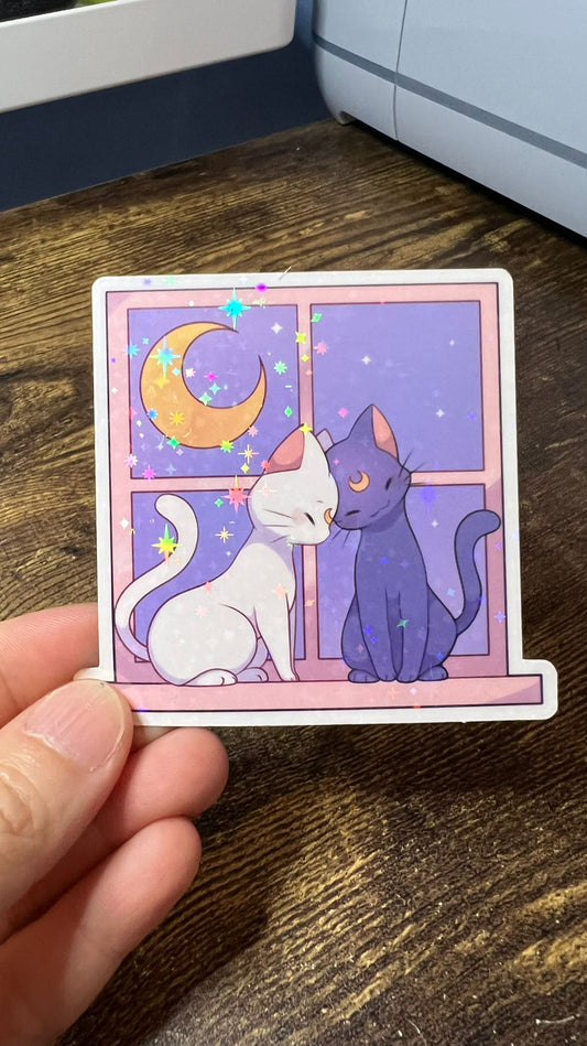 Sailor Moon Luna and Artemis in Window Sticker - Die Cut