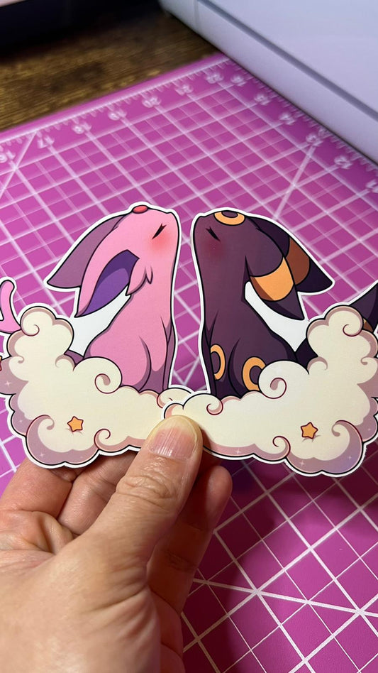 Umbreon and Espeon - Die Cut - Clouds and Stars
