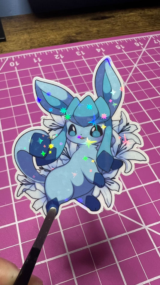 Glaceon with Flowers - Die Cut Sticker
