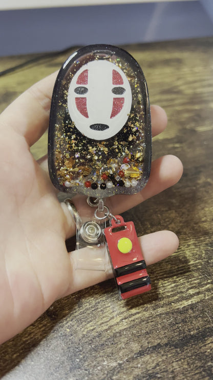 No-Face Shaker Keychain - Gold And Holographic Fillers