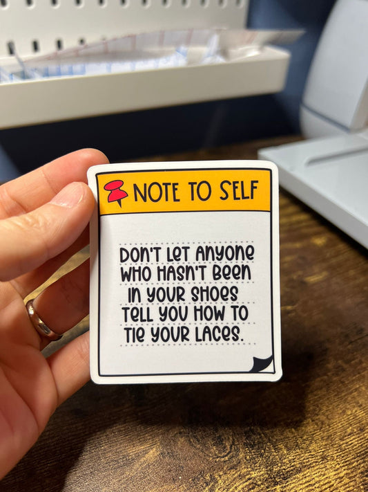 Note To Self Motivational Sticker - Happy Pin Note Message - Self Care Reminder - Bottles, Calendars, Notebooks, Folders!