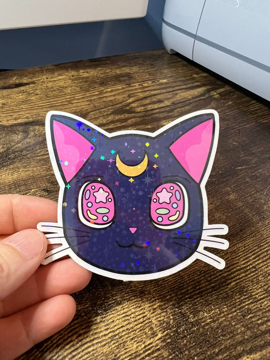 Retro Sailor Moon Cat Stickers - Die Cut - Luna, Artemis, Diana - Great for Water Bottles, Notebooks, Folders, Laptops, and More