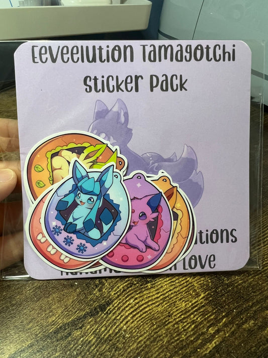 Eeveelution Tamagotchi Small Die Cut Sticker Pack - Eeveelutions Pokemon Stickers - Great for Bottles, Calendars, Notebooks, Folders!