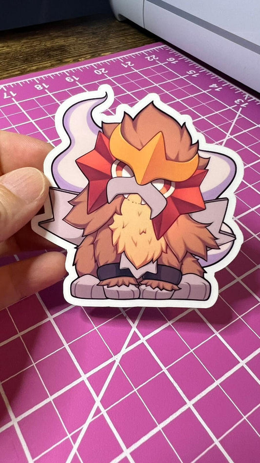 Legendary Entei - Die Cut - Chibi Style - Great for Water Bottles, Folders, Notebooks, Laptops, and More