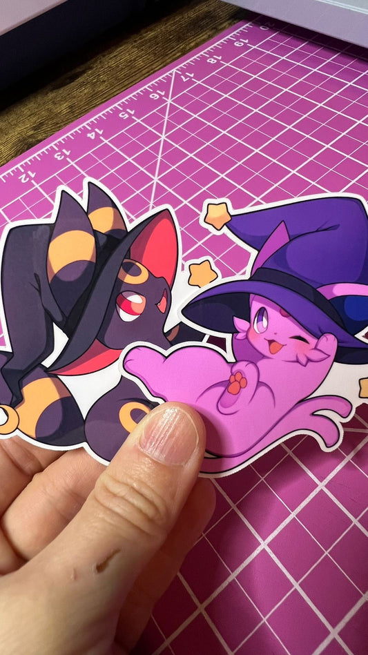 Witch Hat Umbreon and Espeon - Eeveelutions Pokemon Sticker - Great for Bottles, Calendars, Notebooks, Folders!