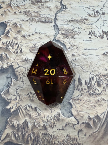 Golden Ruby Cosmos Gem D20