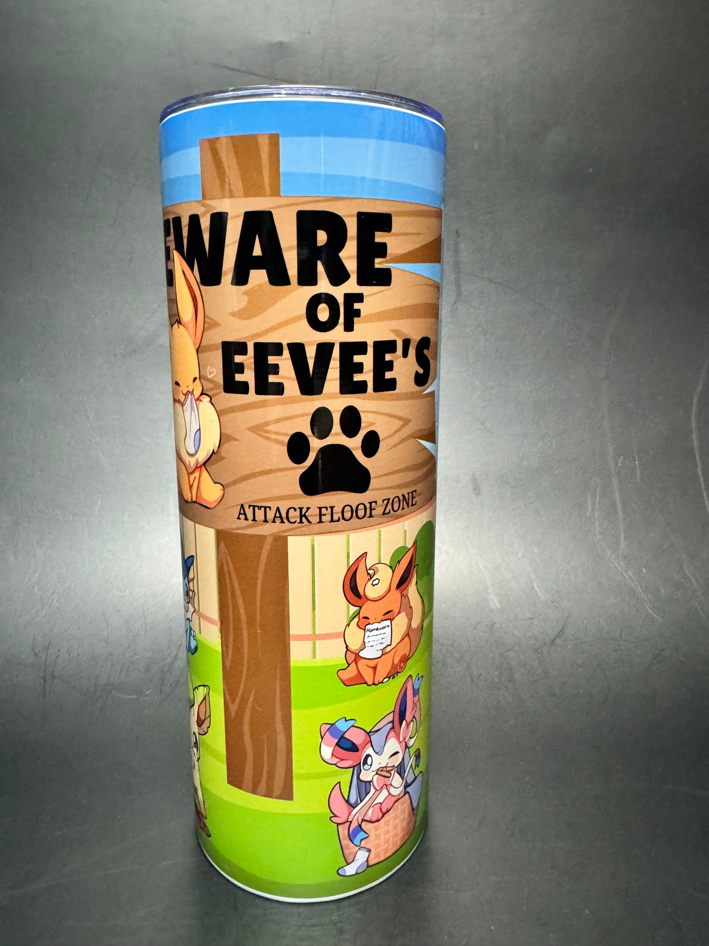 Beware Eevee - 20oz Skinny Stainless Steel Tumbler - Double Wall - Sublimated