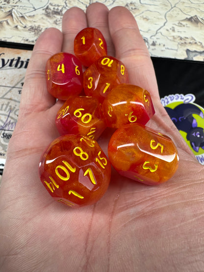 Fireball - Standard Orb Set - Fine Art Dice