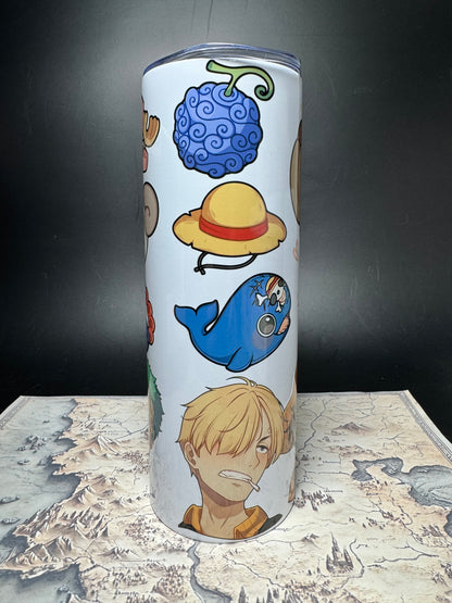 One Piece Collage - 20oz Skinny Stainless Steel Tumbler - Double Wall - Sublimated