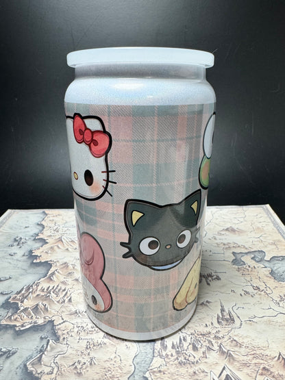 Plaid Sanrio Characters 16oz Can - Stainless Steel Can - Sublimated