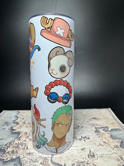 One Piece Collage - 20oz Skinny Stainless Steel Tumbler - Double Wall - Sublimated