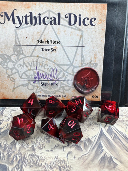 Black Rose - Standard Set - Fine Art Dice
