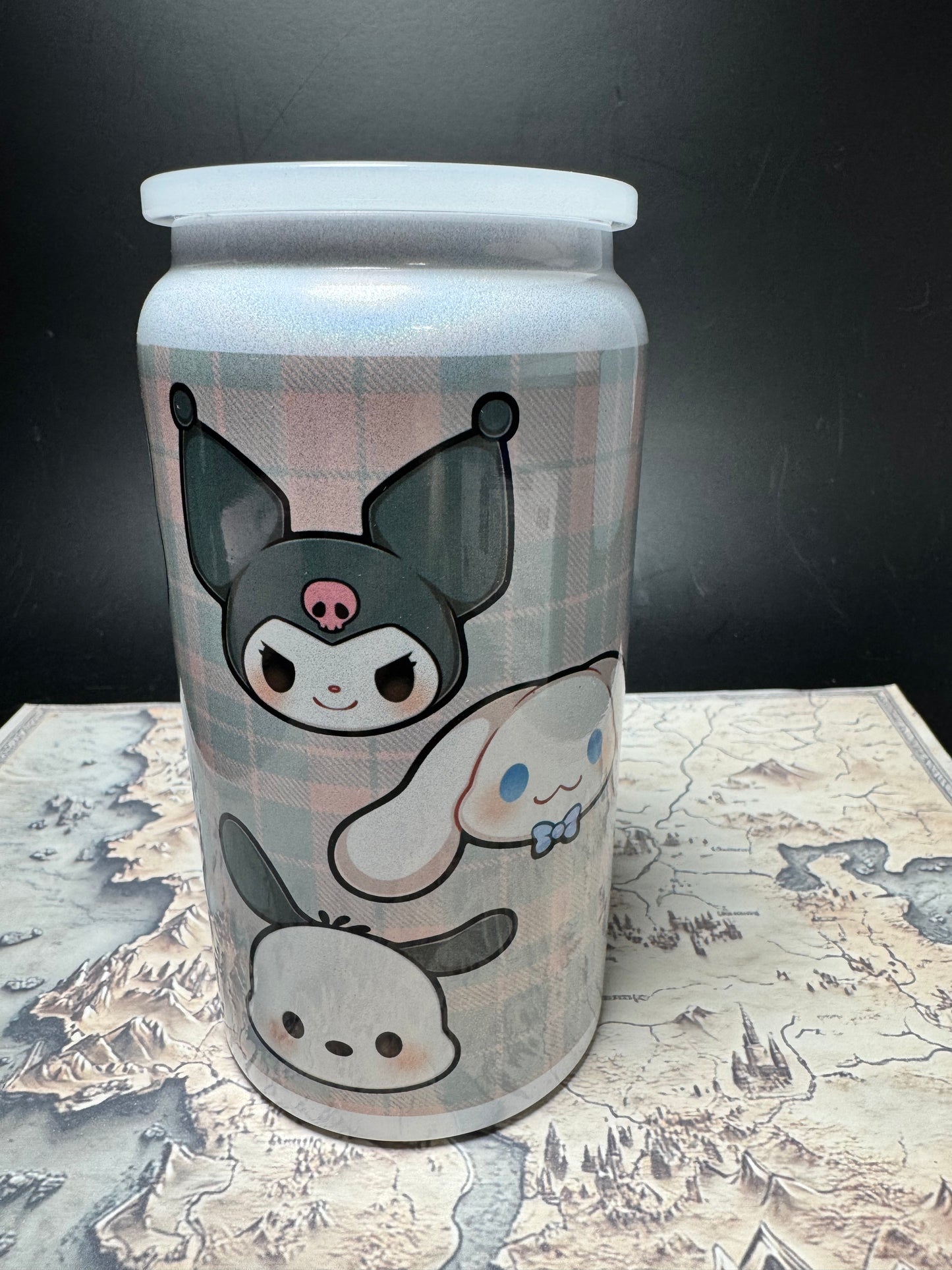 Plaid Sanrio Characters 16oz Can - Stainless Steel Can - Sublimated