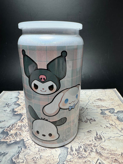 Plaid Sanrio Characters 16oz Can - Stainless Steel Can - Sublimated