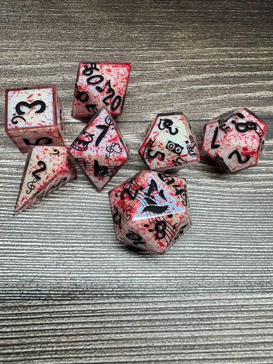 Hymn of Death - Standard 7 Set Dice  - Fine Art Dice - Shard D4