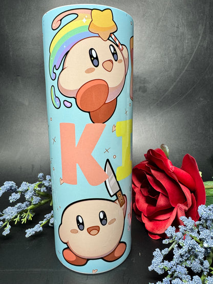 Kirby Mashup - 20oz Skinny Stainless Steel Tumbler - Double Wall - Sublimated