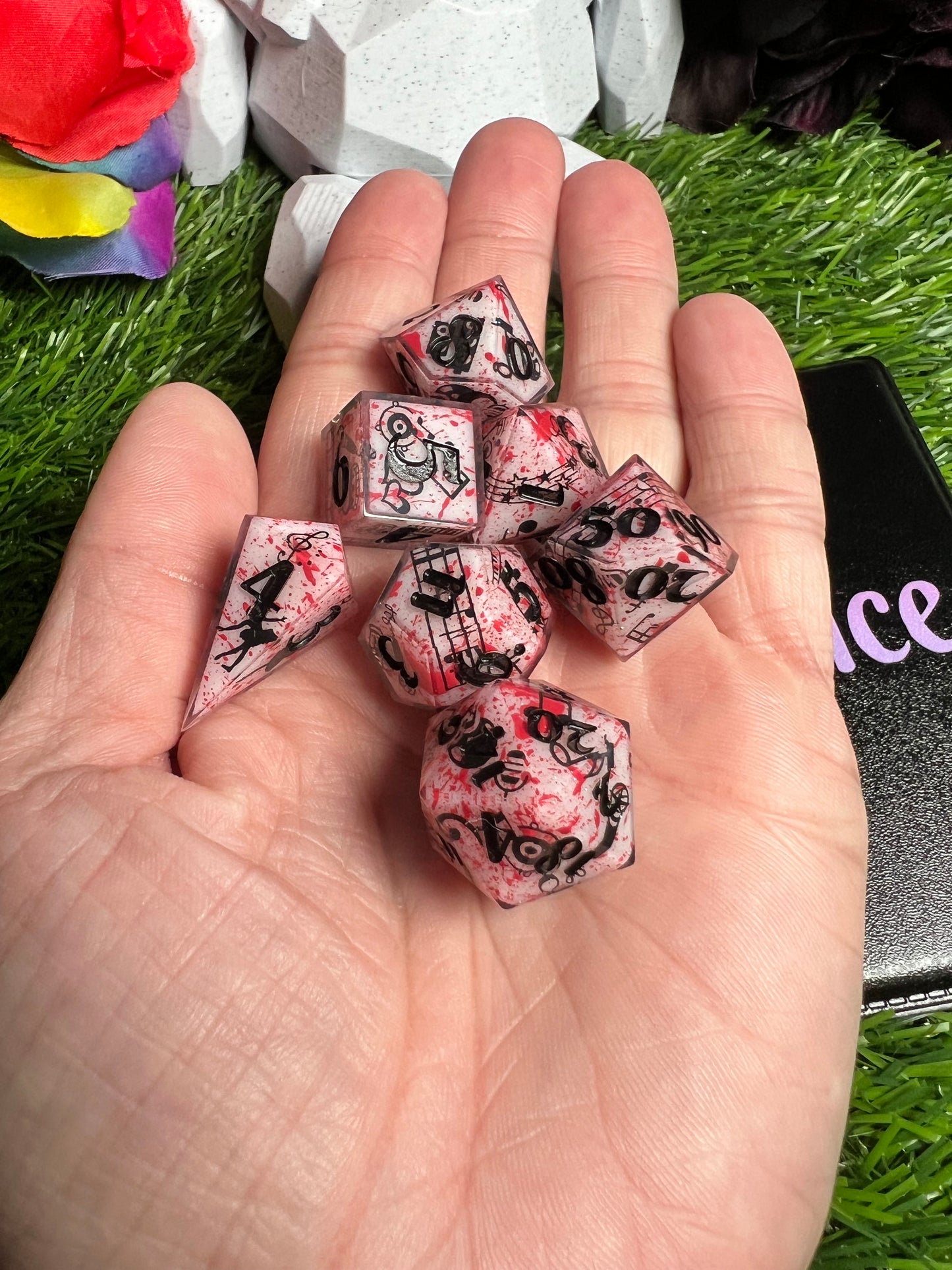 Hymn of Death - Standard 7 Set Dice  - Fine Art Dice - Shard D4