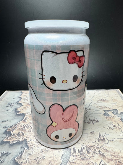 Plaid Sanrio Characters 16oz Can - Stainless Steel Can - Sublimated