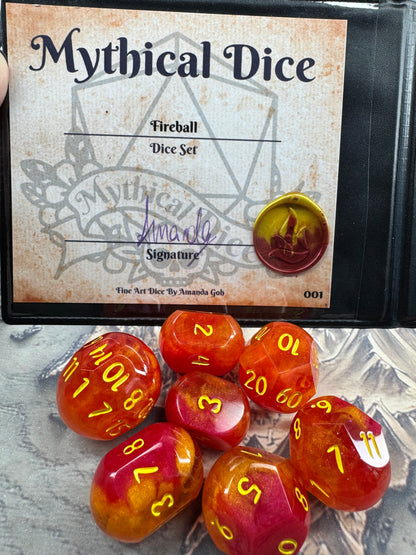 Fireball - Standard Orb Set - Fine Art Dice