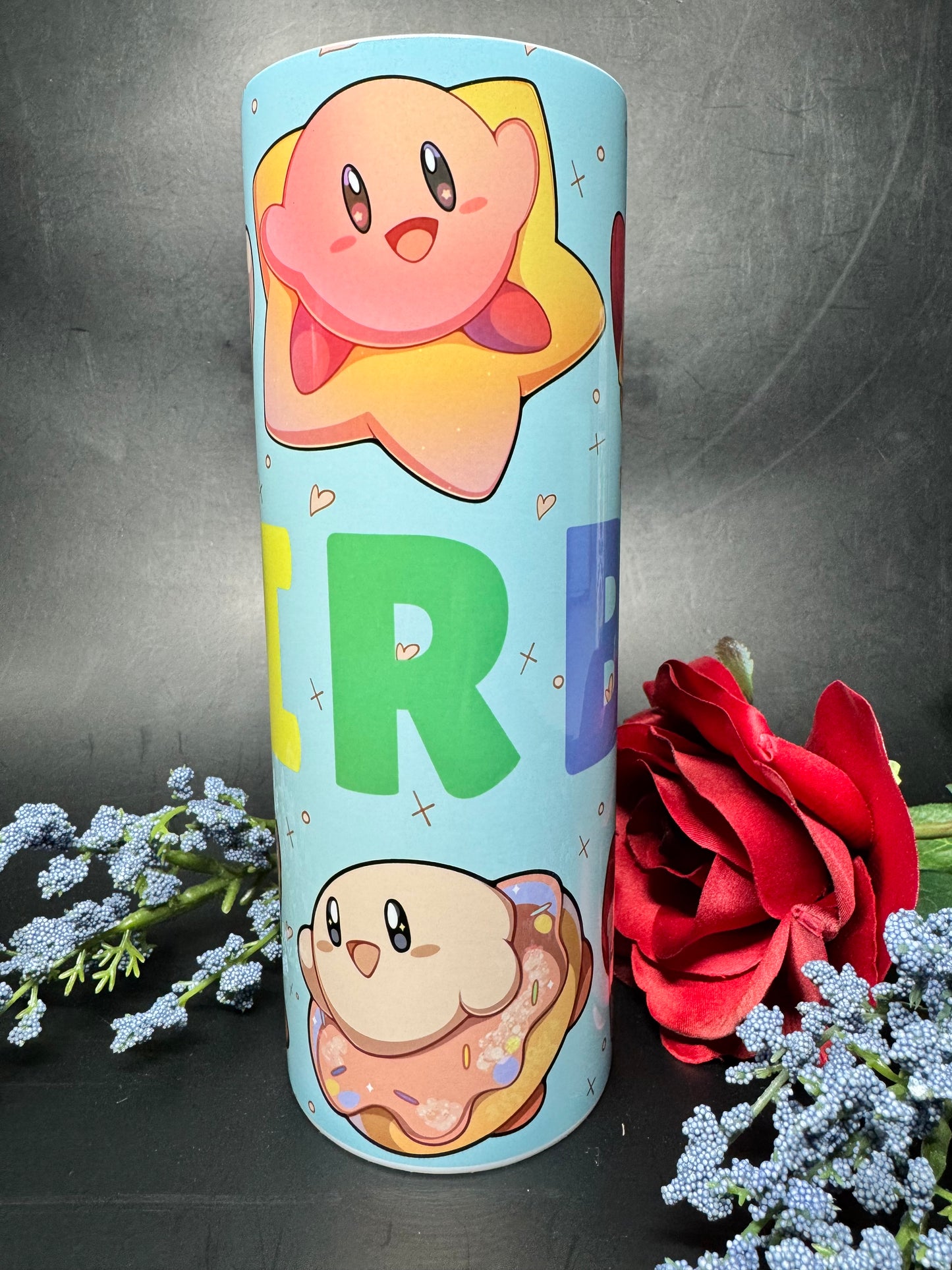 Kirby Mashup - 20oz Skinny Stainless Steel Tumbler - Double Wall - Sublimated