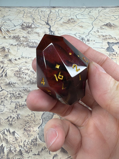 Golden Ruby Cosmos Gem D20