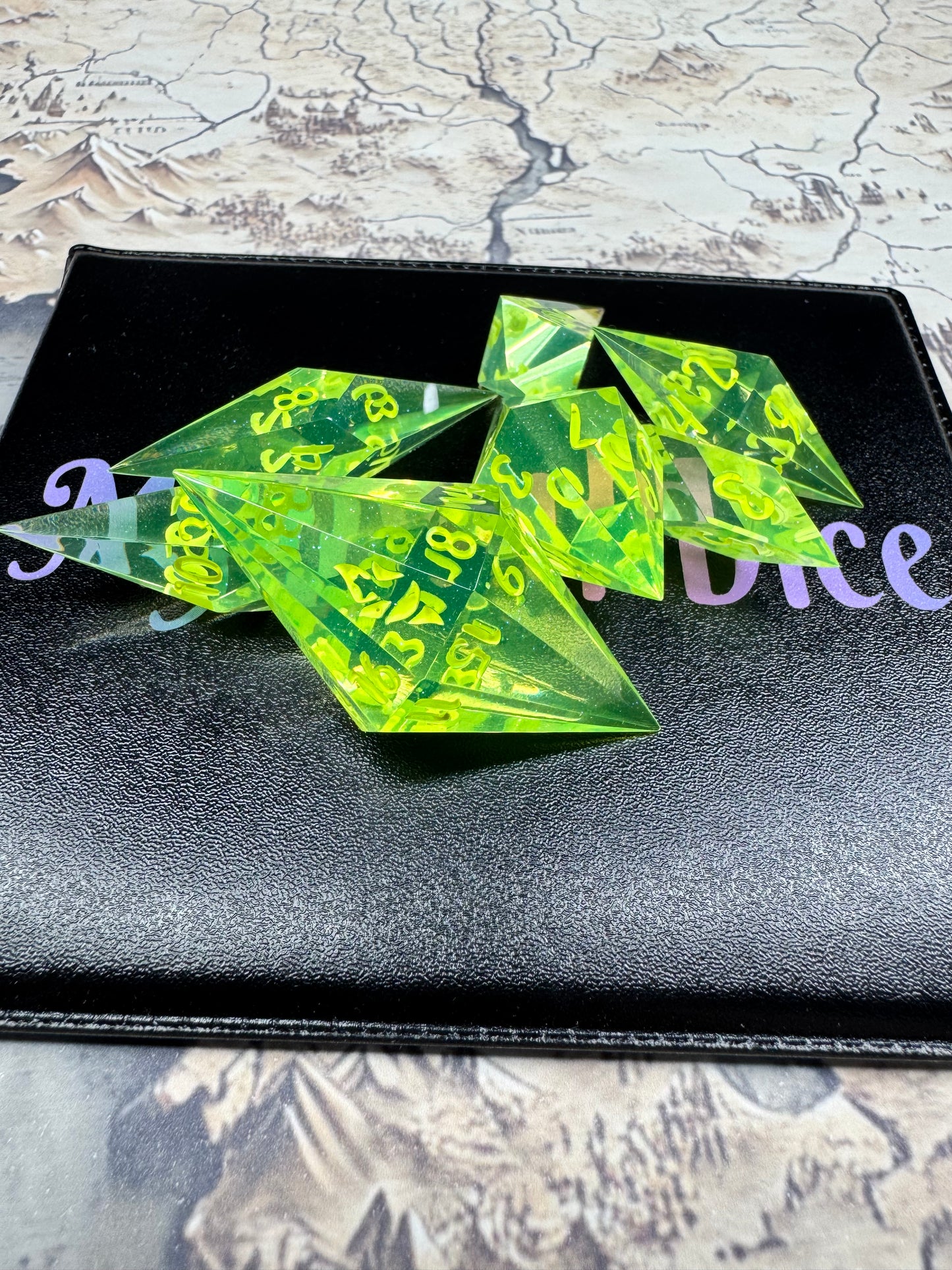 Uranium - Standard 7 Set Dice  - Fine Art Dice - Crystal Set