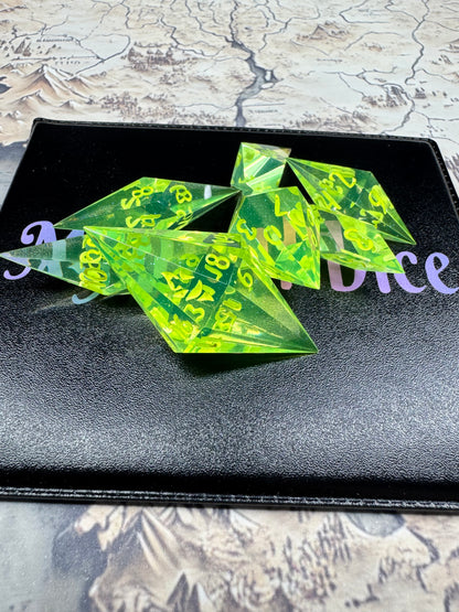 Uranium - Standard 7 Set Dice  - Fine Art Dice - Crystal Set