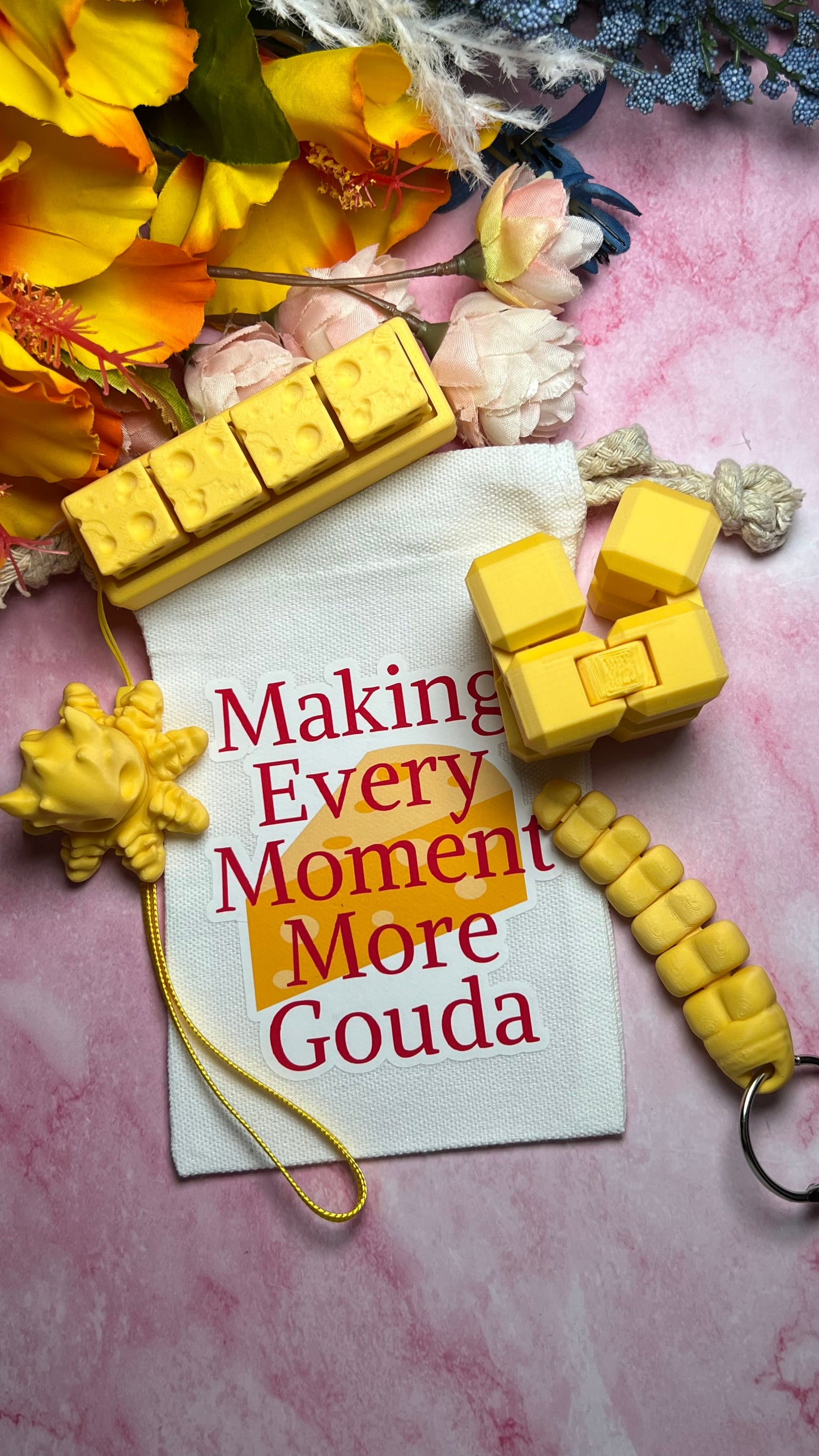 Bag of Fidgets - Cheese Themed - Assorted Fidget Devices - Great Gift Bag