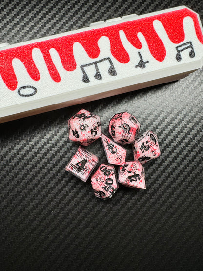 Hymn of Death - Standard 7 Set Dice  - Fine Art Dice - Shard D4