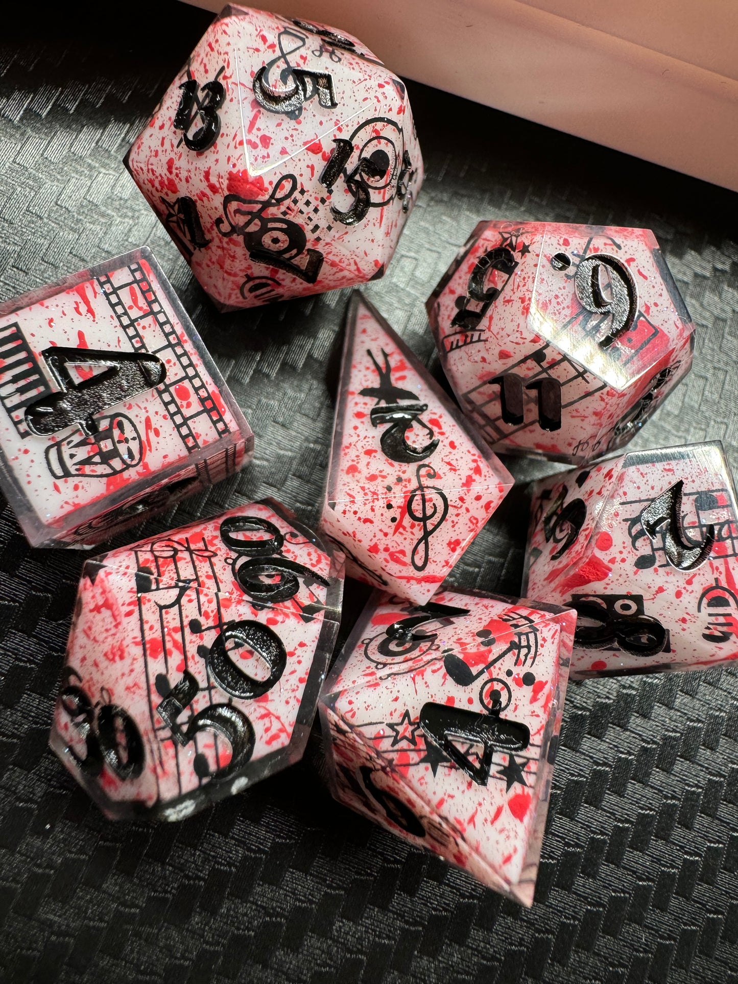 Hymn of Death - Standard 7 Set Dice  - Fine Art Dice - Shard D4