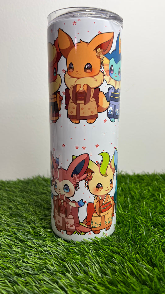 Kimono Eeveelutions - 20oz Skinny Stainless Steel Tumbler - Double Wall - Sublimated