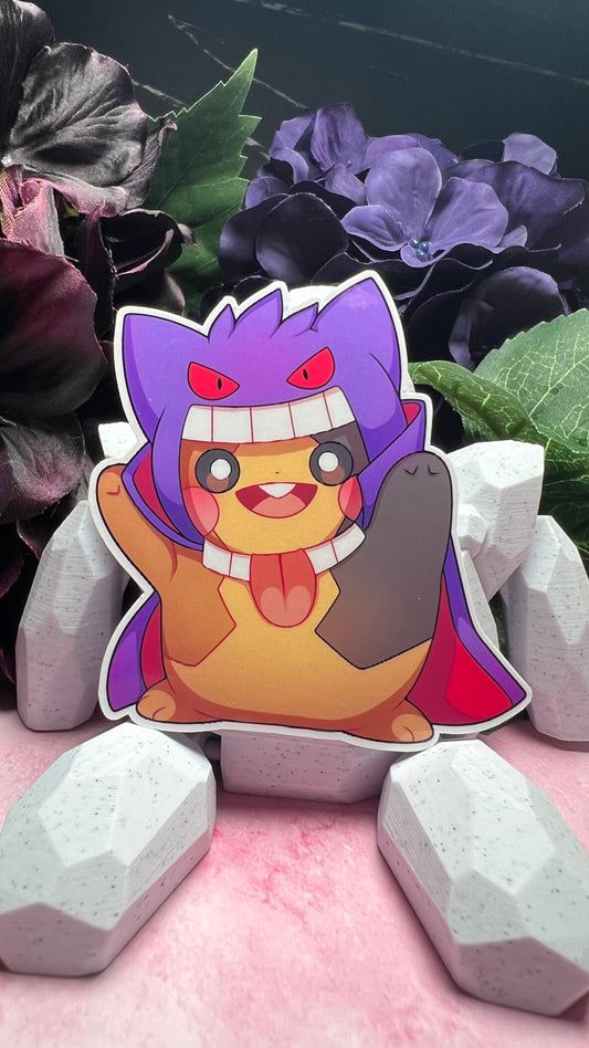 Pikachu Cosplaying Gengar - Die Cut Sticker