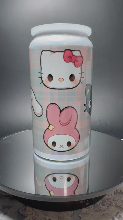 Plaid Sanrio Characters 16oz Can - Stainless Steel Can - Sublimated