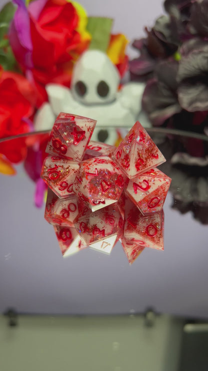 Shattered Ruby - Geode Style - 7 Set Dice  - Fine Art Dice