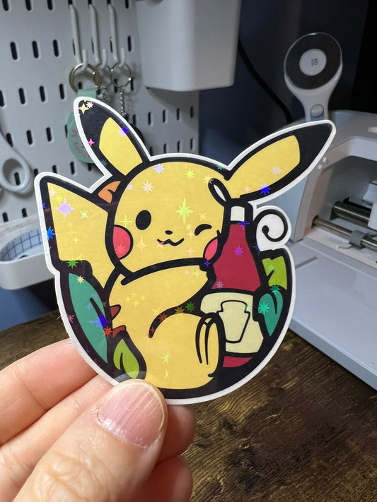 Pikachu and Ketchup Sticker - Die Cut