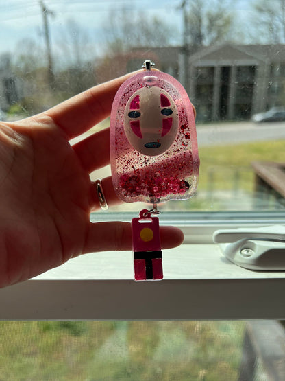 Pretty Face Shaker Keychain/Badge Reel - Hand Painted Resin No-Face