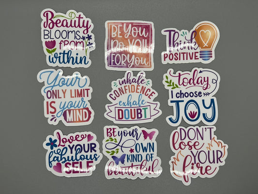 Motivational Messages Stickers - Inspirational Phrases on Vinyl Stickers - Waterproof Weatherproof UV Resistant Laminated
