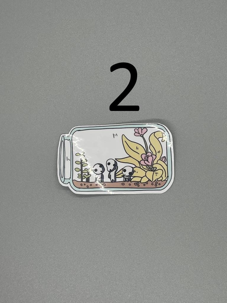 Large Ghibli Terrarium Stickers - Waterproof Laminated UV Resistant Die Cut Available in Holographic and Non-Holographic