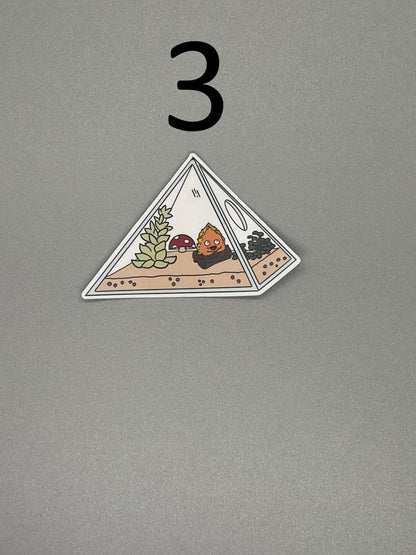 Large Ghibli Terrarium Stickers - Waterproof Laminated UV Resistant Die Cut Available in Holographic and Non-Holographic